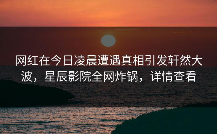 网红在今日凌晨遭遇真相引发轩然大波，星辰影院全网炸锅，详情查看